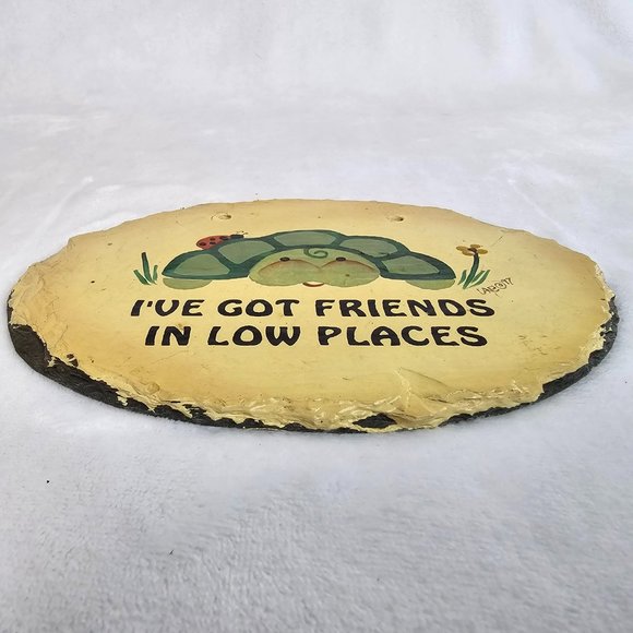 Vintage Handmade Slate Plaque Turtle I've Got Friends In Low Places Funny 1997 - Picture 3 of 4